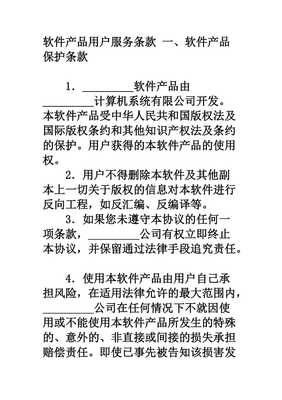 軟件產(chǎn)品與計(jì)算機(jī)系統(tǒng)服務(wù)用戶服務(wù)條款范本